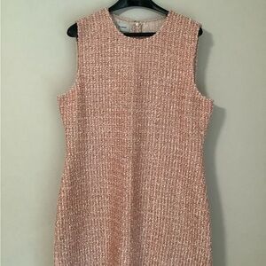 Elegant Pink Tweed Sleeveless Dress